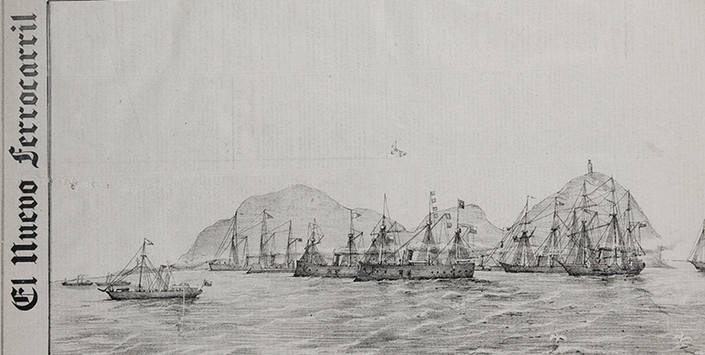 La escuadra chilena bloquea el Callao