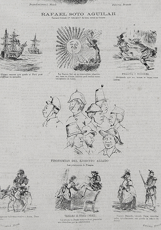 Detalle portada de burla de los ejércitos peruano y boliviano