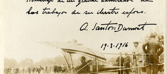 Fotografía dedicada a Victoria Subercaseaux por Alberto Santos Dumont.