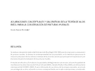 Aclaraciones conceptuales y valorativas de la teoría de Alois Riegl para la conservación de pinturas murales.