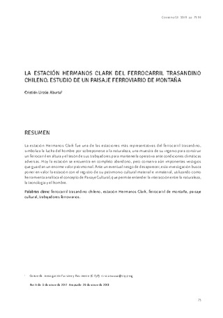 La estación de los hermanos Clark del ferrocarril Trasandino chileno.Estudio de un Paisaje ferroviario de montaña