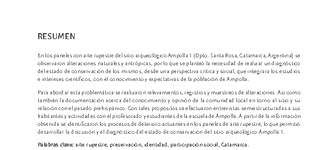 Arte Rupestre e identidadlocal diagnóstico de conservación del sitio arqueológico Ampolla 1 (Catamarca,Argentina)