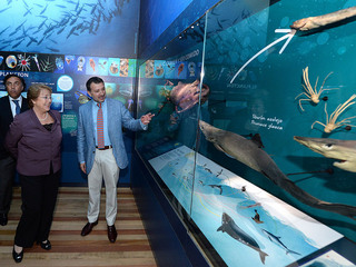 Presidenta de la República y Director de la Dibam