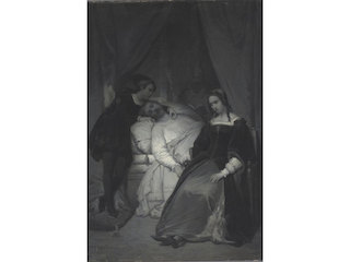 Juana la loca y la muerte de Felipe el Hermoso  Raymond Auguste Quinsac Monvoisin,  Óleo sobre tela, 1867  Archivo CNCR